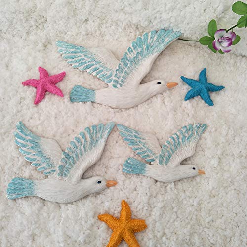 Vosarea Decoración Colgante de Pared de Resina de Gaviotas Aves Decoración de Playa Náutica 3 Piezas