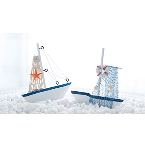 VOSAREA Ornamento de Velero de Madera Velero Modelo con Boya Salvavidas Decoración Náutica