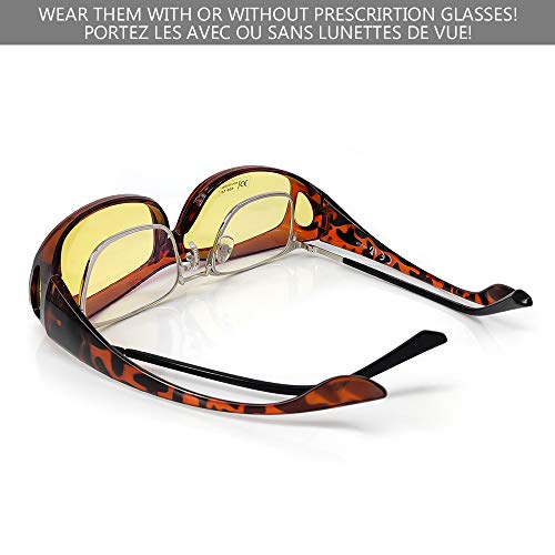 VOUNOT 2 Gafas de Sol Superpuestas, UV400 Gafas de Sol Polarizadas Hombre y Mujer, Gafas de Noches para Conducir, Amarillo y Marrón