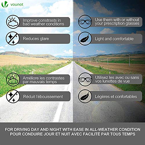 VOUNOT 2 Gafas de Sol Superpuestas, UV400 Gafas de Sol Polarizadas Hombre y Mujer, Gafas de Noches para Conducir, Amarillo y Marrón