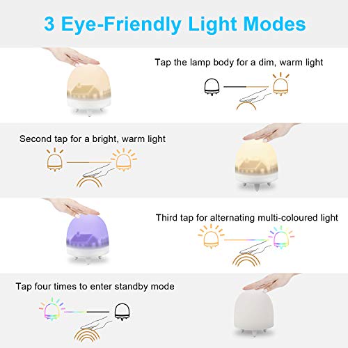VOXON Luz Nocturna Infantil, Lámpara LED para Niños Recargable Luces LED Silicona, Brillo y Color Ajustable y Control Táctil, Regalo para Niños [Clase de eficiencia energética A+++]