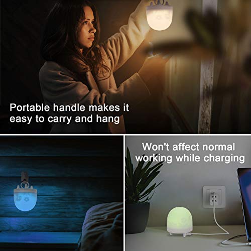 VOXON Luz Nocturna Infantil, Lámpara LED para Niños Recargable Luces LED Silicona, Brillo y Color Ajustable y Control Táctil, Regalo para Niños [Clase de eficiencia energética A+++]