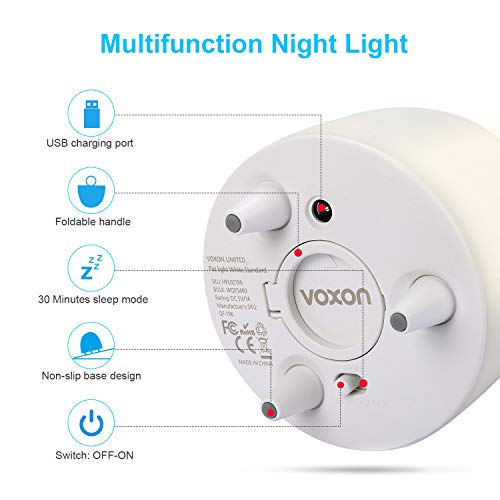 VOXON Luz Nocturna Infantil, Lámpara LED para Niños Recargable Luces LED Silicona, Brillo y Color Ajustable y Control Táctil, Regalo para Niños [Clase de eficiencia energética A+++]