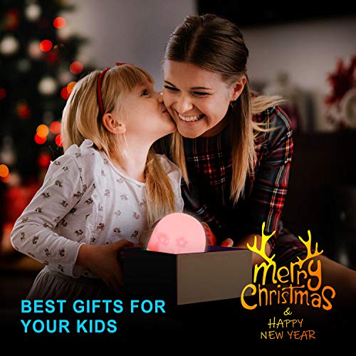 VOXON Luz Nocturna Infantil, Lámpara LED para Niños Recargable Luces LED Silicona, Brillo y Color Ajustable y Control Táctil, Regalo para Niños [Clase de eficiencia energética A+++]