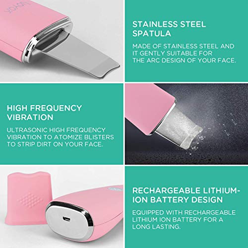 VOYOR limpiador ultrasónico facial, limpiador de poros limpiador peeling facial Facial Removedor de Acné, con 3 modos, extractor de acné comedones CP100 (Pink)