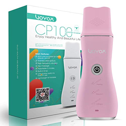 VOYOR limpiador ultrasónico facial, limpiador de poros limpiador peeling facial Facial Removedor de Acné, con 3 modos, extractor de acné comedones CP100 (Pink)