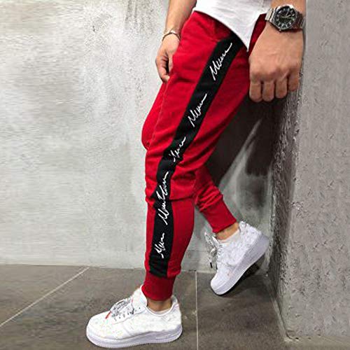 VPASS Pantalones para Hombre,Impresión de Letras Pantalones de chándal Sueltos Ocasionales Running Jogging Pantalon Slim Fit Pantalones Trend Largo Pantalones Ropa de Hombre Pants