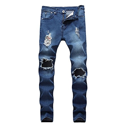 VPASS Pantalones Vaqueros para Hombre,Pantalones Casuales Moda Jeans Rotos Trend Largo Pantalones Pants Skinny Pantalon Fitness Jeans Largos Pantalones Ropa de Hombre