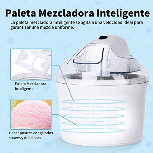 VPCOK Maquina de Helados 1,5L Máquina de Helados Profesional Maquina Hacer Helados Sorbete y Yogur Congela en 30 Minutos, Maquina Helados Soft