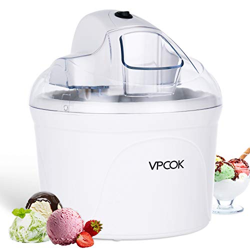 VPCOK Maquina de Helados 1,5L Máquina de Helados Profesional Maquina Hacer Helados Sorbete y Yogur Congela en 30 Minutos, Maquina Helados Soft