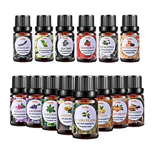 VSADEY Aceites Esenciales Aromaterapia 14pc Aceites Set de Regalo Perfecto Aceites Esenciales para Humidificador y Difusor Aroma, SPA, Masajes, relajarse, Set Essential Oils 100% Puro y Naturales
