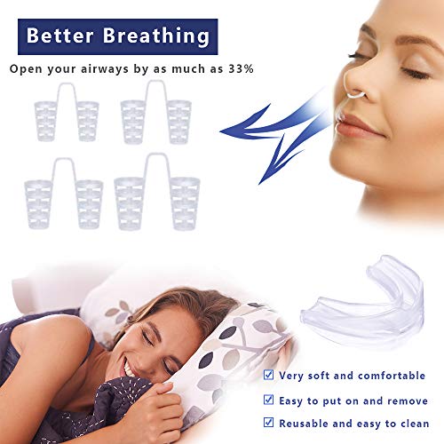 VSADEY Dispositivos Anti Ronquidos Soluciones Antirronquidos Nariz Solucion de Ronquido Antironquidos Nasal Dejar De Roncar Respiración 8PCS Dilatador Nasal+1PCS Ortesis Antirronquidos