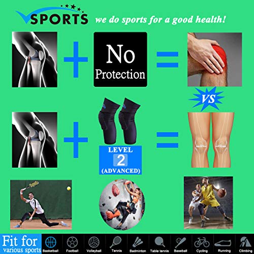 VSPORTS Rodilleras de Compresión Para Baloncesto Voleibol Béisbol Lucha Libre Senderismo Fútbol Voleibol Correr Tenis 1 Par Negro Small