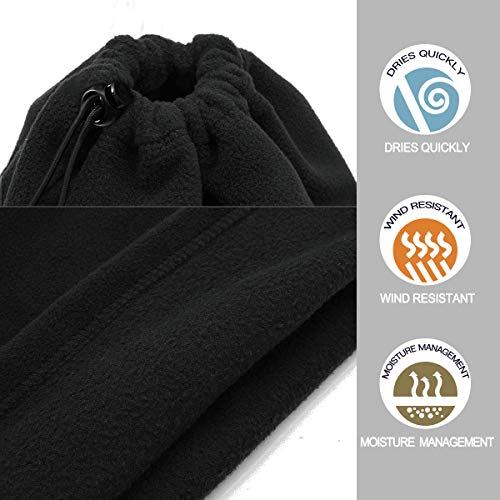 VSTON Braga Cuello Hombre Mujer Pasamontañas Calentadores De Cuello para Moto Forro Polar Multifuncional Braga Cuello Deportes de Invierno Negro Accesorio De Esquí Moto Universal