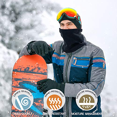 VSTON Braga Cuello Hombre Mujer Pasamontañas Calentadores De Cuello para Moto Forro Polar Multifuncional Braga Cuello Deportes de Invierno Negro Accesorio De Esquí Moto Universal