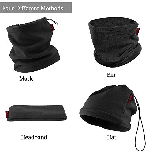 VSTON Braga Cuello Hombre Mujer Pasamontañas Calentadores De Cuello para Moto Forro Polar Multifuncional Braga Cuello Deportes de Invierno Negro Accesorio De Esquí Moto Universal