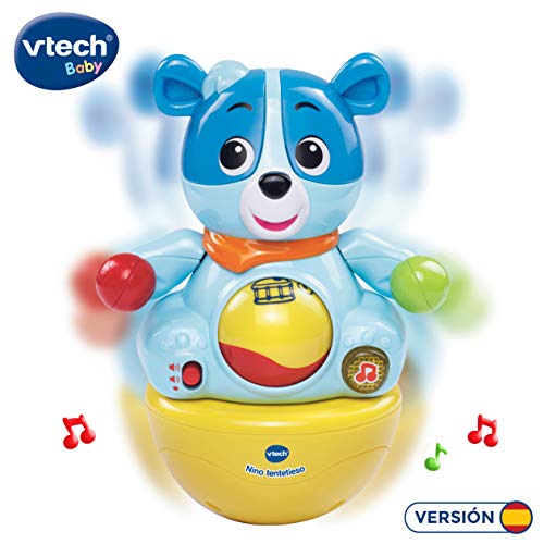 VTech - Nino tentetieso, muñeco interactivo tentempié que activa alegres frases y melodías cuando el bebé lo mueve, maracas en las manos para jugar (3480-166422)