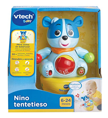 VTech - Nino tentetieso, muñeco interactivo tentempié que activa alegres frases y melodías cuando el bebé lo mueve, maracas en las manos para jugar (3480-166422)