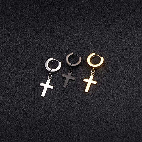 VU100 6Pcs Pendientes para Mujer Hombre en forma de Cruz de estilo de Moda de varios colores de Acero inoxidable