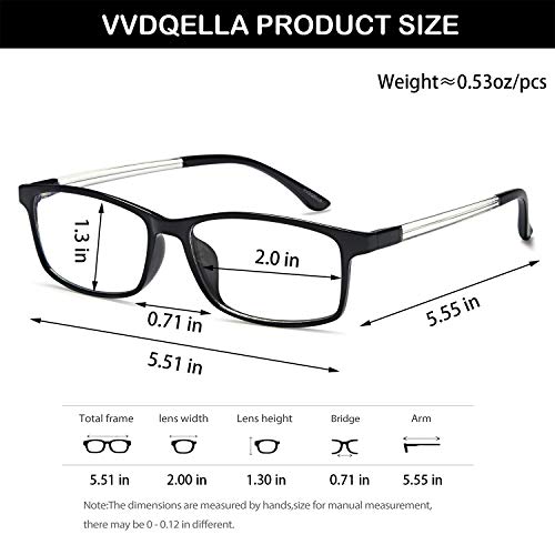 VVDQELLA Gafas Presbicia Hombre/Mujere Montura en TR90 Ultra Ligeras y Sólidas Filtro Luz Azul Contra UV Reading Glasses 2.5 para PC, Phone, TV, iPad