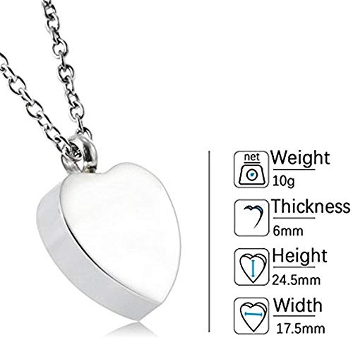 VVHN Joyas de cremación de Cenizas urnas Collar conmemorativo Recuerdos de Ceniza