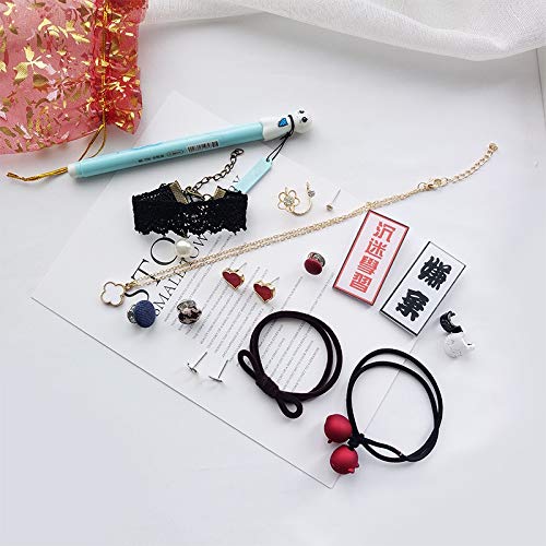 VVSBAOZI Crystal Pendientes Joyas creativas juerga pulsera accesorios para el cabello pendientes mixtas de almacenamiento conjunto joyería regalo cabeza cuerda, bolsa de bendición de la suerte