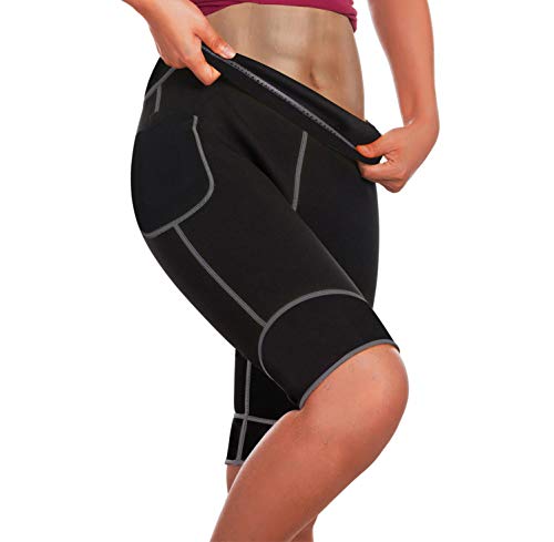 WABISABI DREAMS Pantalon Corto Neopreno Sauna, Leggins Rodilla Reductores Adelgazantes Anticeluliticos Cintura Alta, Mallas Fitness Push Up consigue una Sudoración efectiva en Fitness Negro (S)