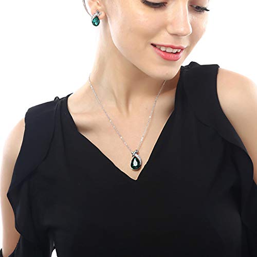 Wakerda - Conjunto de Collar y Pendientes de Cristal para Mujer, con Diamantes Artificiales, diseño de lágrima Blanco Blanco