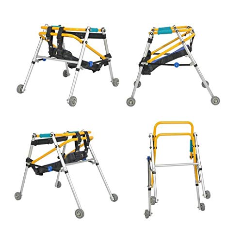 Walker Niño Ayudas para la rehabilitación de Miembros Inferiores Soporte de Entrenamiento Ajustable Marco para Caminar Plegable Guías direccionales de 4 Ruedas con cojín