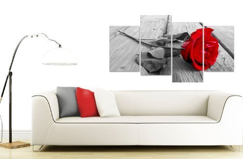 Wallfillers Cuadros en Lienzo Grande Floral Rosa Roja Imágenes XL para Pared 130cm Prints 4005