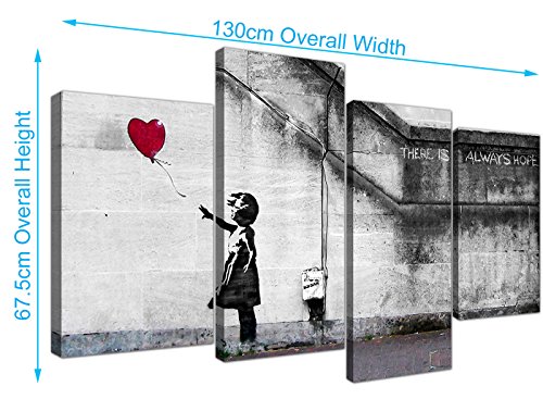 Wallfillers Extra Grande Banksy Lienzo (130 cm), diseño del Chica del Globo de Graffiti 4050