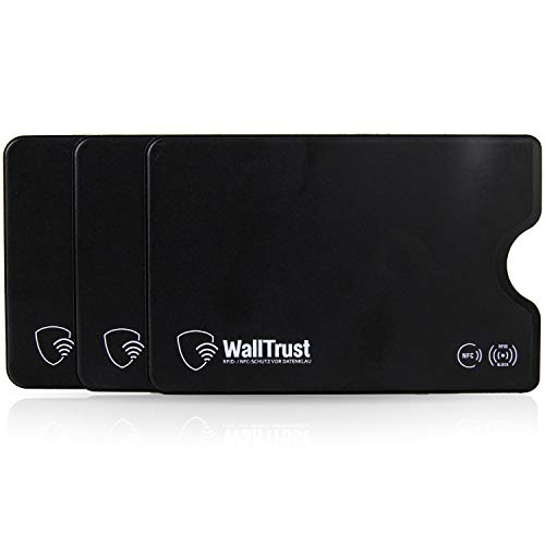 WallTrust Funda Protectora RFID para Tarjetas de crédito, Juego de 3, Negro
