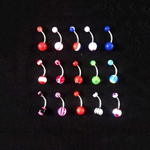 WanBeauty 100 Unids Anillos De Ombligo Bola De Color Mixto Ombligo Barbell Body Piercing Jewelry Body Jewelry Mujeres Niñas Color mezclado