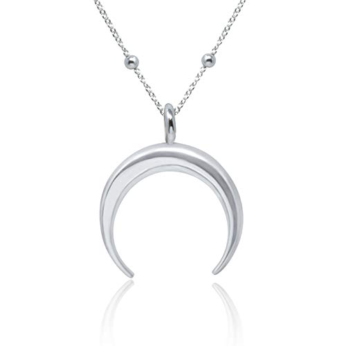WANDA PLATA Colgante Media Luna Invertida para Mujer en Plata de Ley 925, Collar Cuerno, Gargantilla en Forma de Luna Creciente, Joyas de Moda Joven en Caja de Regalo