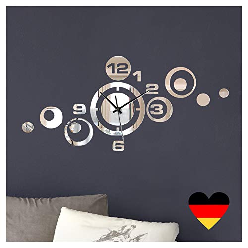 Wandora W1539 - Reloj de pared decorativo con espejo (53 x 24 cm), diseño moderno