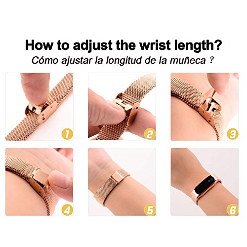 Wanfei Pulsera Xiaomi Mi Band 3 Correa, Band 3 Correa de Metal Pulseras de Repuesto Correa de Recambio Brazalete Extensibles para Xiaomi Mi Band 3 (No Sensor/No Host) (Negro)