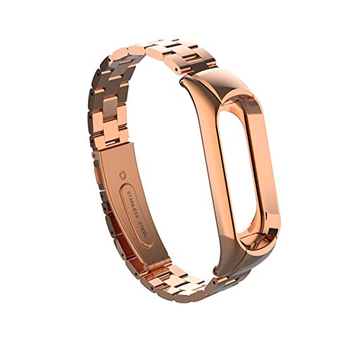 Wanfei Pulsera Xiaomi Mi Band 3 Correa, Band 3 Correa de Metal Pulseras de Repuesto Correa de Recambio Brazalete Extensibles para Xiaomi Mi Band 3 (No Sensor/No Host) (Negro)