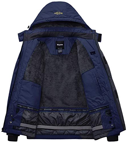Wantdo Anorak Ski Nieve Deportiva Capucha Invierno Hombres Azul Marino X-Large