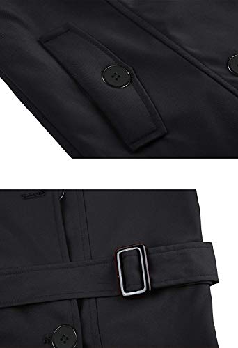 Wantdo Gabardina Abrigo Fina Cinturón Solapa Mujer Negro Medium