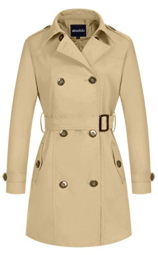Wantdo Gabardina Chaqueta Fina Cinturón Solapa Abrigo Mujer Caqui Medium