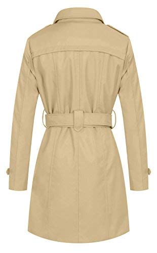 Wantdo Gabardina Chaqueta Fina Cinturón Solapa Abrigo Mujer Caqui Medium