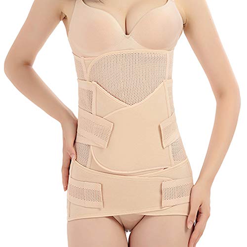 WANYIG Faja Postparto Cesarea 3 en 1 Transpirable Elástico Recuperación Post-Parto Vientre/Cintura/Soporte Pélvico Cinturón Faja para la Mujer y Maternidad (Marrón, XL)