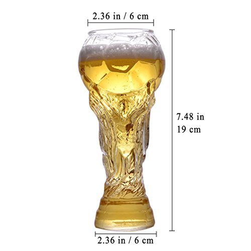 WAOBE Taza De Cerveza 2X Taza De Cristal Vasos De Vino Personalizados Cerveza Steins Copa Del Mundo Copa De Titanio En Forma Mejor, Regalo Para Tu Aficionado Al Fútbol Tu Novio, Esposo,6Cups
