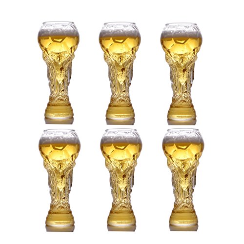 WAOBE Taza De Cerveza 2X Taza De Cristal Vasos De Vino Personalizados Cerveza Steins Copa Del Mundo Copa De Titanio En Forma Mejor, Regalo Para Tu Aficionado Al Fútbol Tu Novio, Esposo,6Cups
