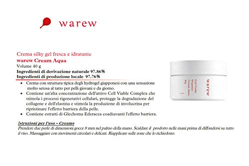 warew Cream Aqua – Crema Facial Fresca con Extractos de Plantas Médicas Japonesas, Concentrated Deep Sea Water y Extracto de Granada, 100% Made in Japan, 40g