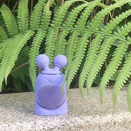 Warmray Leaf Sonico Limpiador Facial Masajeador con Función de Memoria, Temporizador, Impermeable Eléctrico 3D Rodillos Masajeadores Faciales con Silicona FDA para todos los tipos de piel(Violeta)
