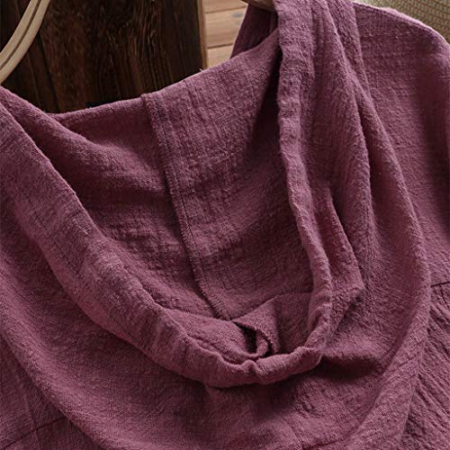 WARMWORD Mujer Tops Las Mujeres de Manga Larga Blusa Suelta Pullover Button Tops Camisa Capucha de Bolsillo Camisas Mujer Blusa con Botones Camisetas Manga Larga Tops Color Sólido