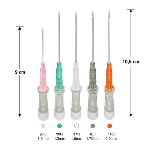 WARRIOR Agujas de cánula estériles Agujas de perforación corporal Accesorio para tatuaje (10 piezas/caja, azul 18G 1,3 mm)