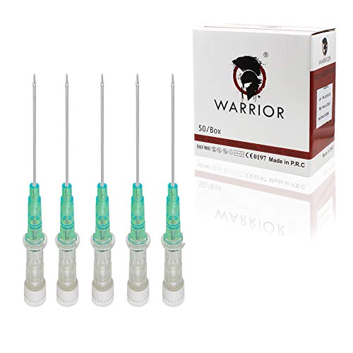WARRIOR Agujas de cánula estériles Agujas de perforación corporal Accesorio para tatuaje (10 piezas/caja, azul 18G 1,3 mm)
