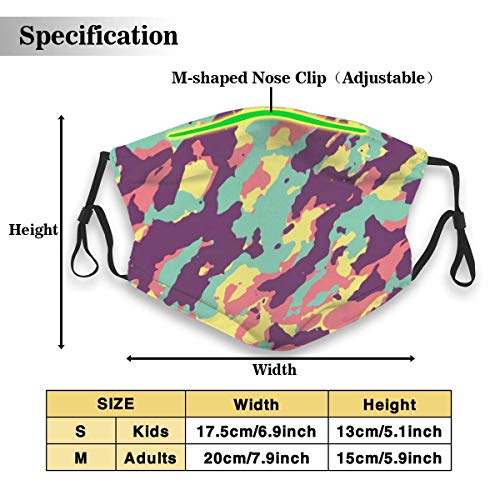 Wash Reusable 5 Layer Activated Carbon (Adults&Kids Size) Pattern Design Camouflage M